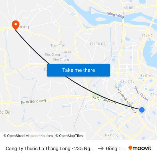 Công Ty Thuốc Lá Thăng Long - 235 Nguyễn Trãi to Đồng Tháp map