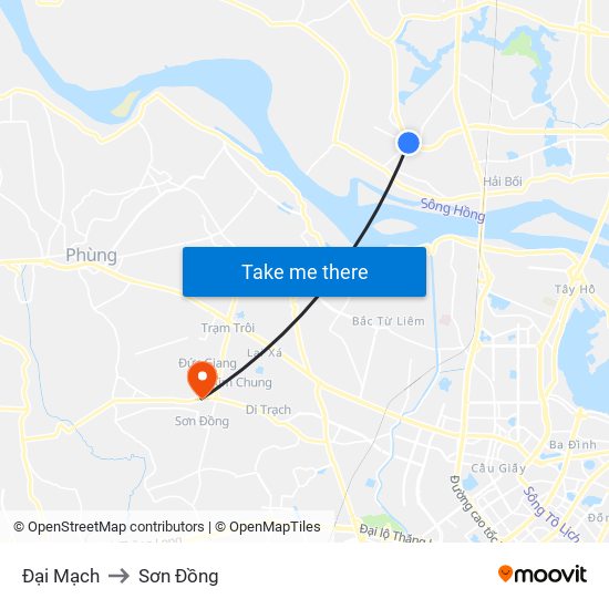 Đại Mạch to Sơn Đồng map