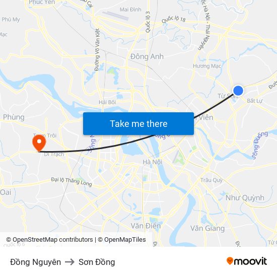 Đồng Nguyên to Sơn Đồng map
