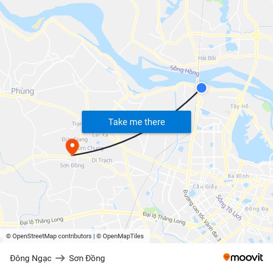 Đông Ngạc to Sơn Đồng map