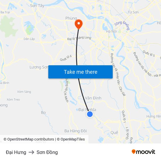 Đại Hưng to Sơn Đồng map