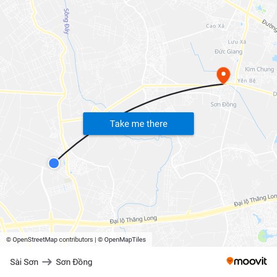 Sài Sơn to Sơn Đồng map