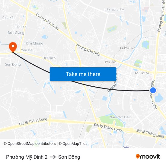 Phường Mỹ Đình 2 to Sơn Đồng map