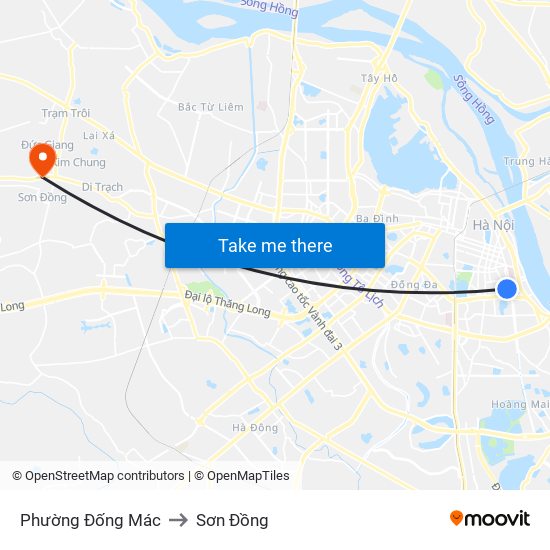 Phường Đống Mác to Sơn Đồng map