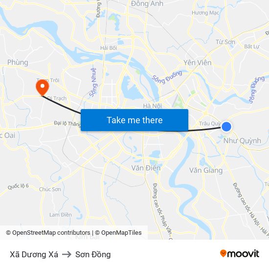 Xã Dương Xá to Sơn Đồng map