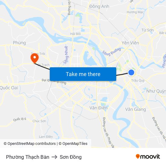 Phường Thạch Bàn to Sơn Đồng map