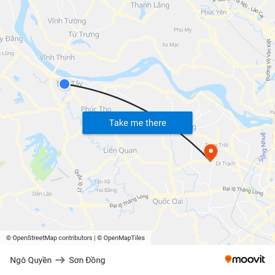 Ngô Quyền to Sơn Đồng map