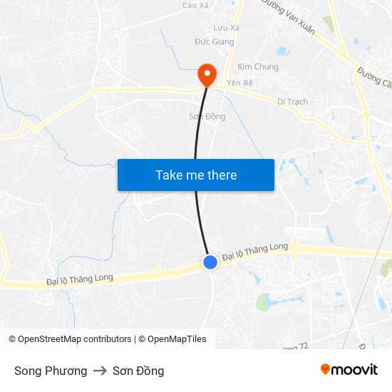 Song Phương to Sơn Đồng map
