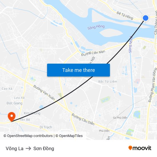 Võng La to Sơn Đồng map