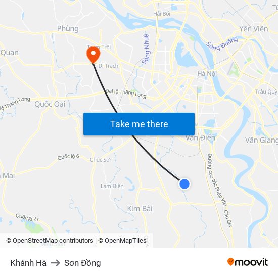Khánh Hà to Sơn Đồng map