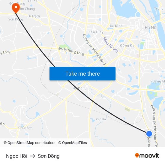 Ngọc Hồi to Sơn Đồng map