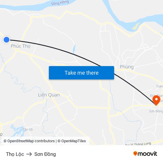 Thọ Lộc to Sơn Đồng map