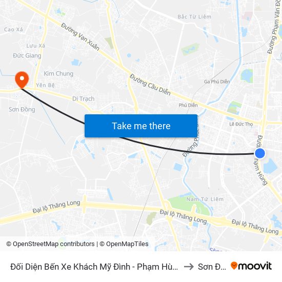 Đối Diện Bến Xe Khách Mỹ Đình - Phạm Hùng (Cột Trước) to Sơn Đồng map