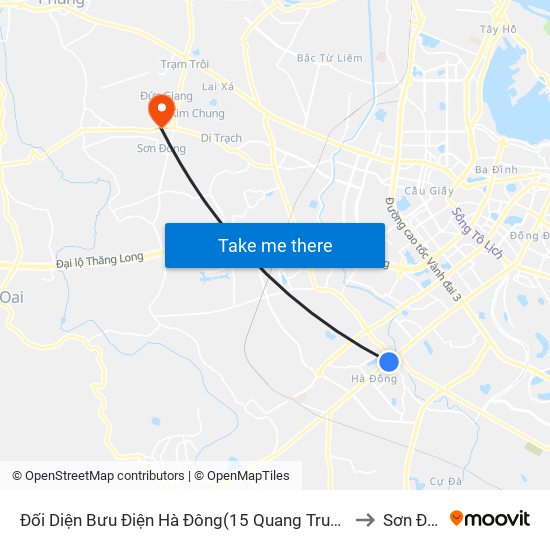 Đối Diện Bưu Điện Hà Đông(15 Quang Trung Hà Đông) to Sơn Đồng map