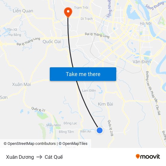 Xuân Dương to Cát Quế map
