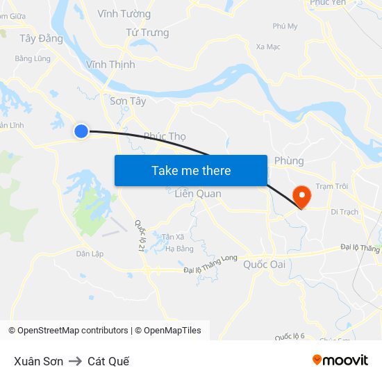 Xuân Sơn to Cát Quế map