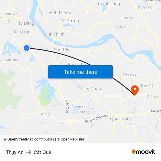 Thụy An to Cát Quế map