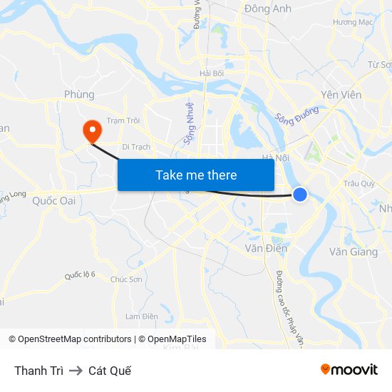 Thanh Trì to Cát Quế map