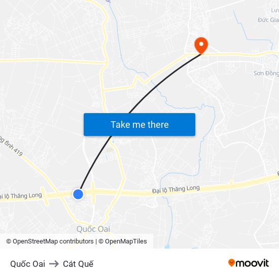 Quốc Oai to Cát Quế map