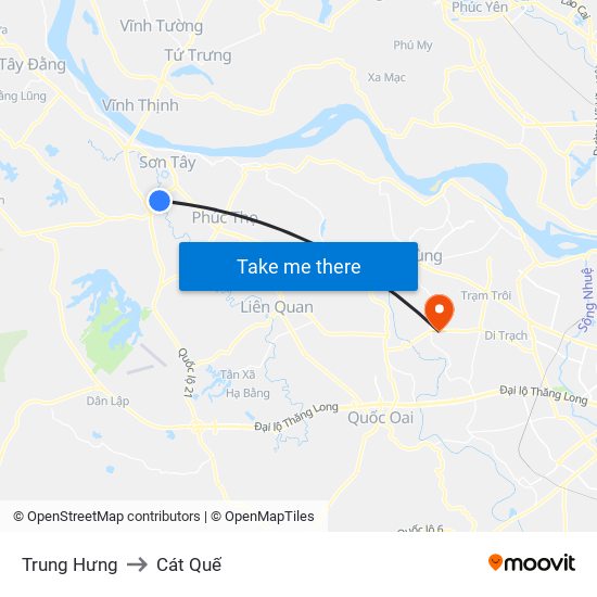 Trung Hưng to Cát Quế map