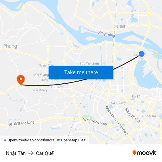 Nhật Tân to Cát Quế map