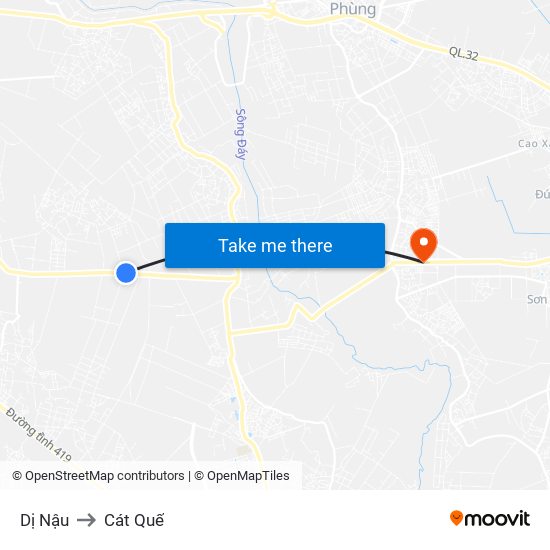 Dị Nậu to Cát Quế map