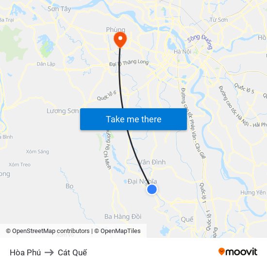 Hòa Phú to Cát Quế map