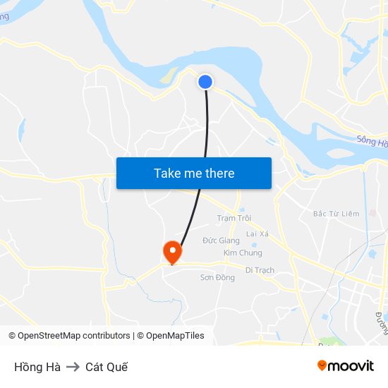 Hồng Hà to Cát Quế map
