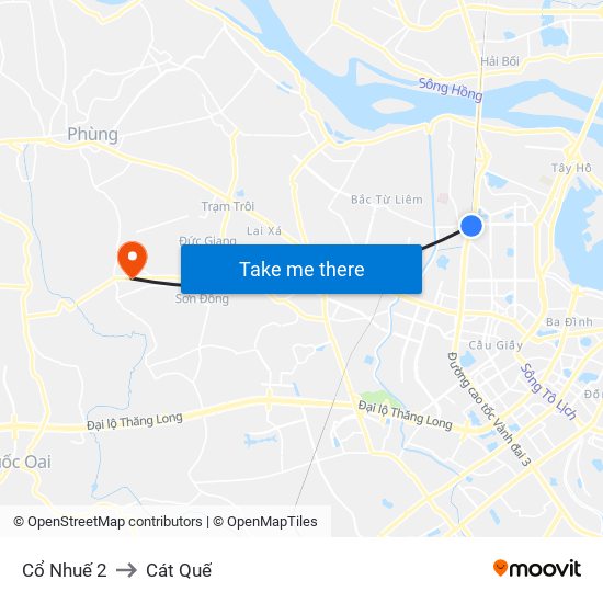 Cổ Nhuế 2 to Cát Quế map