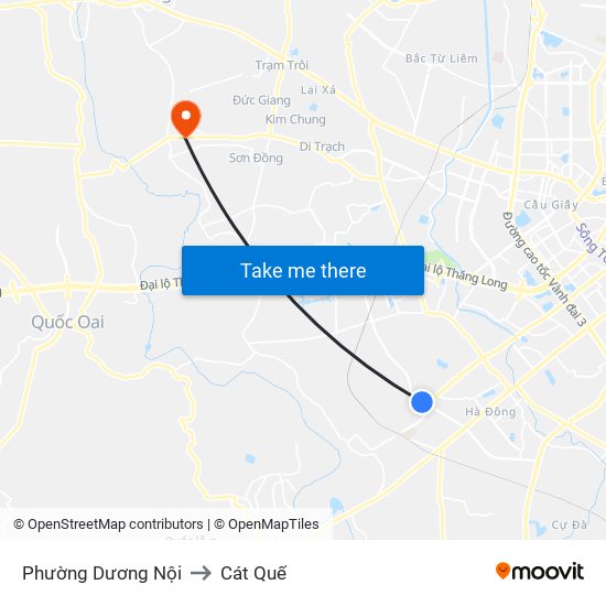 Phường Dương Nội to Cát Quế map