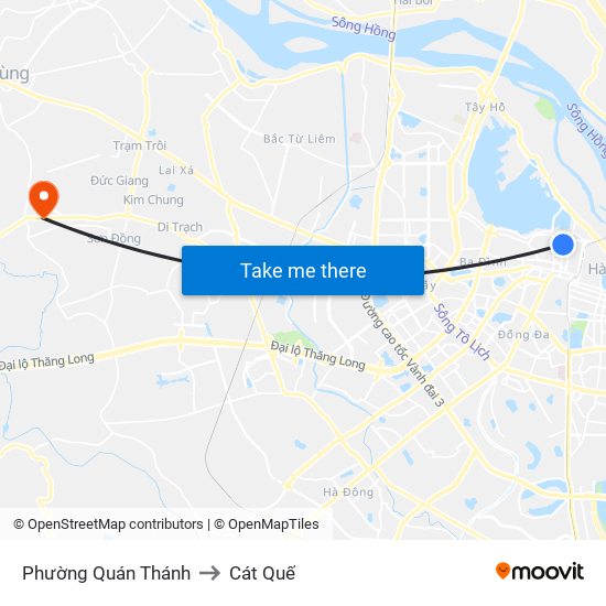 Phường Quán Thánh to Cát Quế map