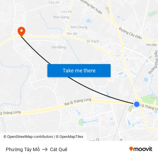 Phường Tây Mỗ to Cát Quế map