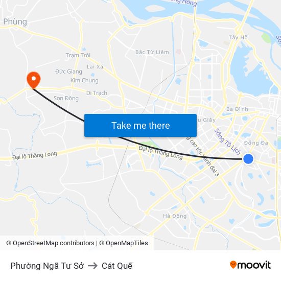 Phường Ngã Tư Sở to Cát Quế map