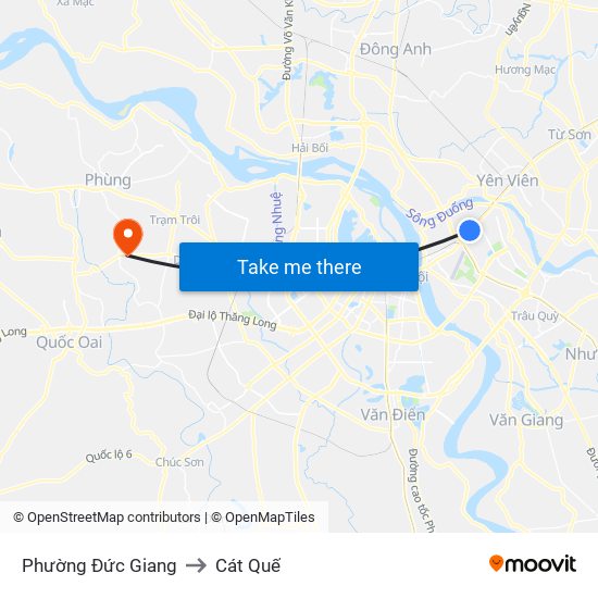 Phường Đức Giang to Cát Quế map