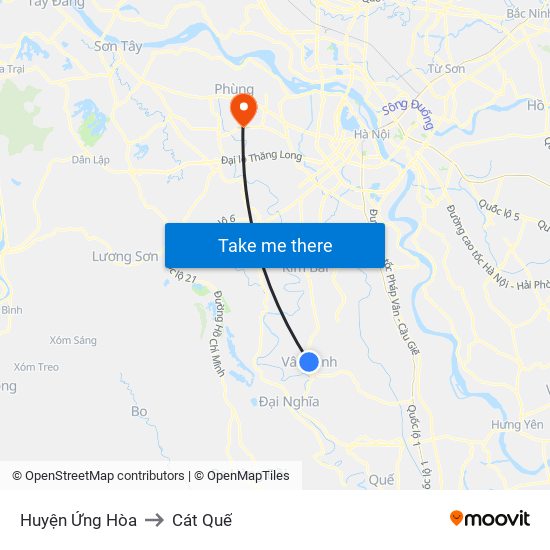 Huyện Ứng Hòa to Cát Quế map