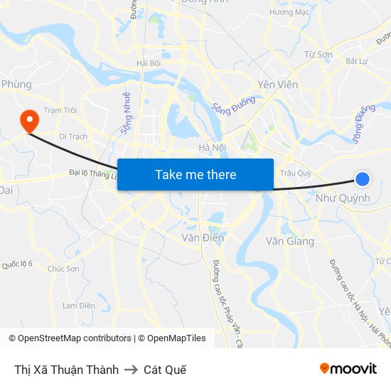 Thị Xã Thuận Thành to Cát Quế map