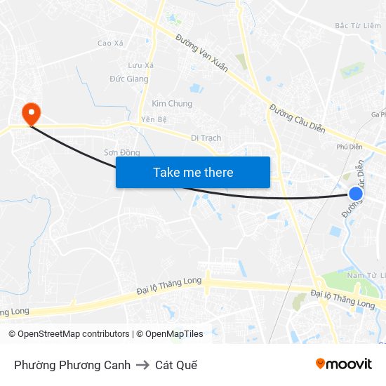 Phường Phương Canh to Cát Quế map