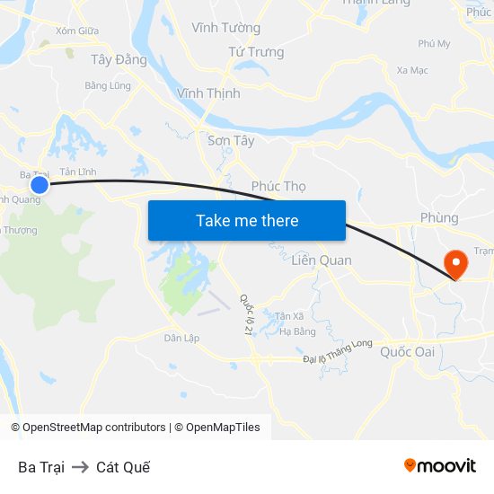 Ba Trại to Cát Quế map