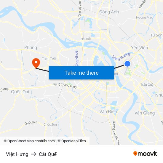 Việt Hưng to Cát Quế map