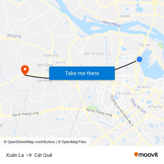 Xuân La to Cát Quế map