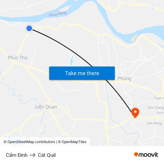 Cẩm Đình to Cát Quế map