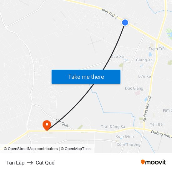 Tân Lập to Cát Quế map
