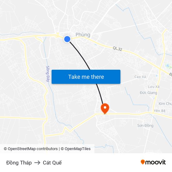 Đồng Tháp to Cát Quế map