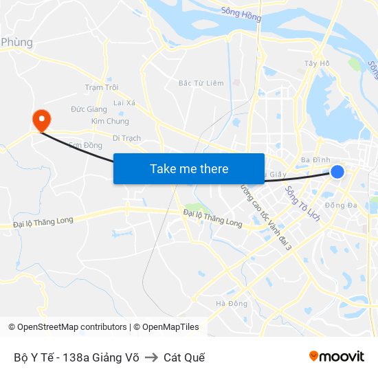 Bộ Y Tế - 138a Giảng Võ to Cát Quế map