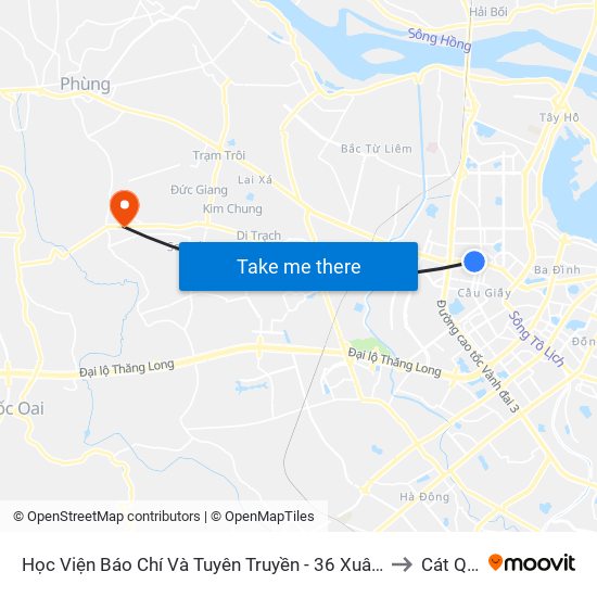 Học Viện Báo Chí Và Tuyên Truyền - 36 Xuân Thủy to Cát Quế map