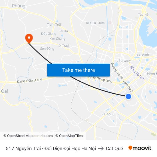 517 Nguyễn Trãi - Đối Diện Đại Học Hà Nội to Cát Quế map