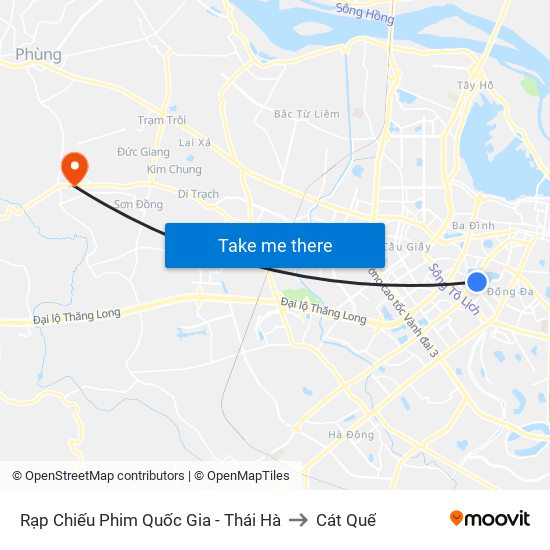 Rạp Chiếu Phim Quốc Gia - Thái Hà to Cát Quế map