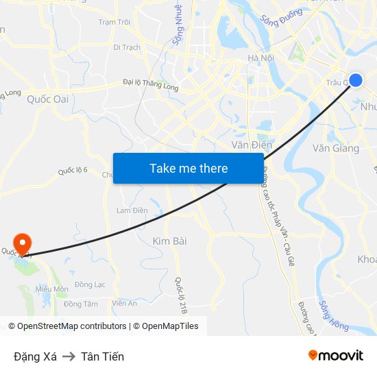 Đặng Xá to Tân Tiến map