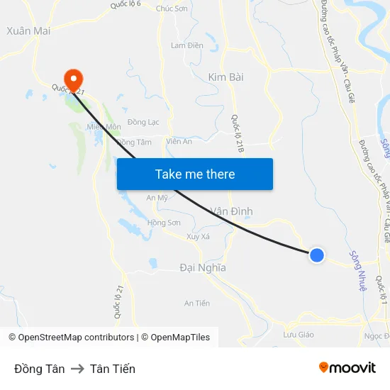 Đồng Tân to Tân Tiến map