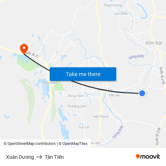 Xuân Dương to Tân Tiến map